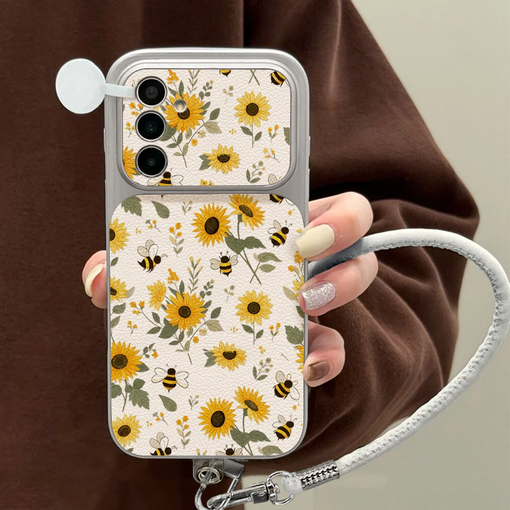 Pink Flower Soft Phone Case with Large Window Cover