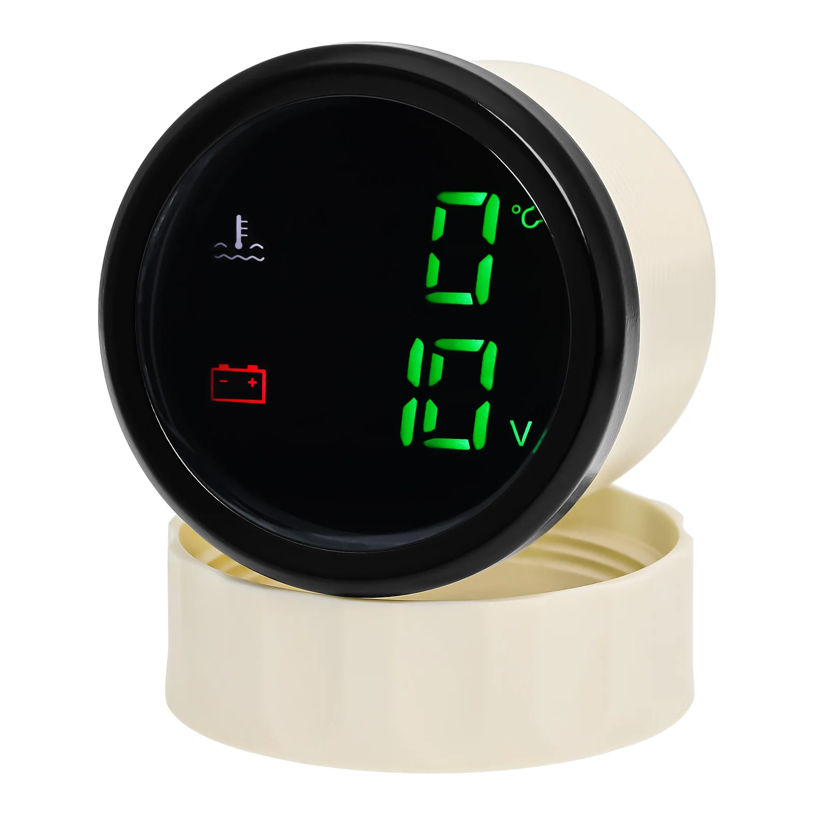 녹색 LED 듀얼 게이지, 수온 계량기 및 전압계, 보트 자동차 요트용 센서 포함, 2 in 1, 40-120 ℃, 104-248 ℉, 52mm, 12V, 24V 맞춤형