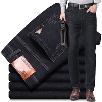 Jean d'affaires pour hommes, Style classique, décontracté, extensible, Slim, pantalon en Denim de marque, noir, bleu, nouvelle collection 2024 4