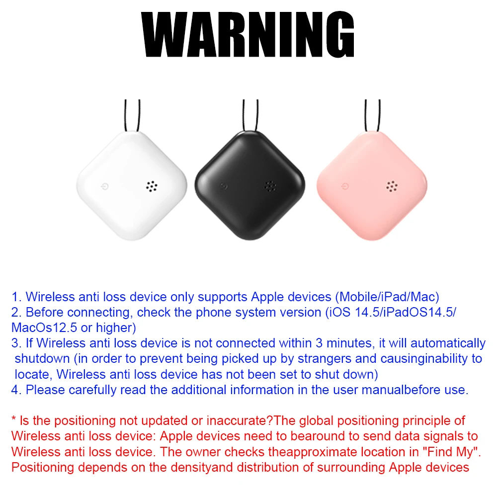 Smart Tag Wireless Anti Loss Device GPS Luggage Tracker Compatible With Apple Find My APP(IOS Only) Keys Finder and Item Locator gps locator key finder anti lost tracker anti lose tracker item locator anti lost locator