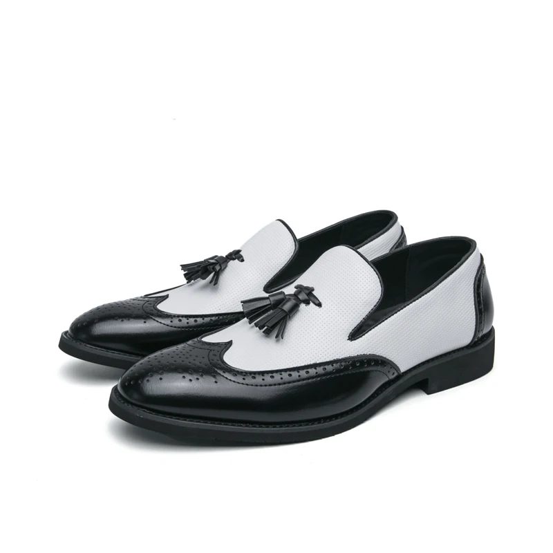 Classic Brogues Men Shoes Business Office Oxfords Casual Lace Up Fashion Men Suits Shoes Pure Leather Wingtip Retro Dress