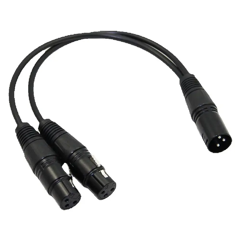 XLR Male to Female Connector One to Two 3Pin 30cm Splitter Cable Converter for Stage Light Moving Head DJ Party Lights