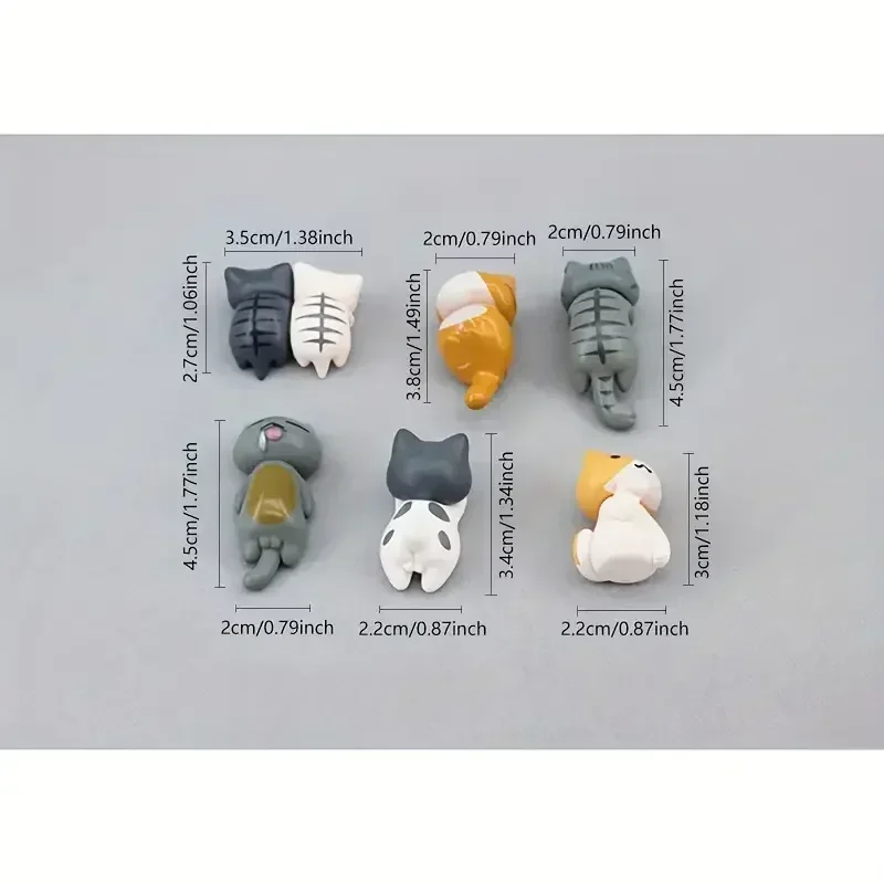 6/12pcs Cute Mini Cat Ornament Car Center Console Decoration Ornaments Auto Dashboard Rearview Mirror Decoration Car Accessories