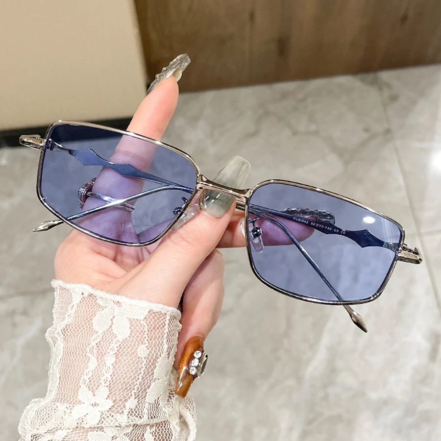 New Korean Eyeglass Metal Retro Optical Glasses Frames Men Women Rectangle  Sunglasses Vintage Shades Yellow Gold Beach Sunnies