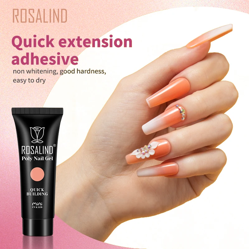 ROSALIND 60ML Large Capacity Poly Nail Gel Glitter Extension Crystal Nail Art Fast Builder Hybrid Varnish UV Poly Nail Polish