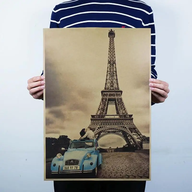 Paris Eiffel Tower Nostalgia Kraft Paper Bar Cafe Poster Retro Poster Decorative home decor posters