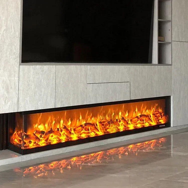 Electric Fireplace Ce Approval European Foyer 78 Inch 2000mm Super Large Wall 3 Sided Customization Decorative Home Improvement