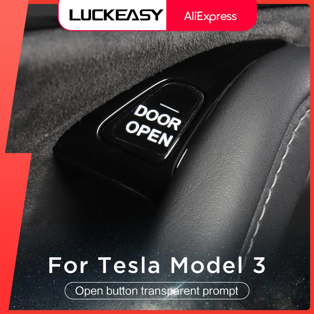 LUCKEASY For Tesla Model 3 And Tesla Model Y Door Handle Unlock Button Transparent "DOOR OPEN