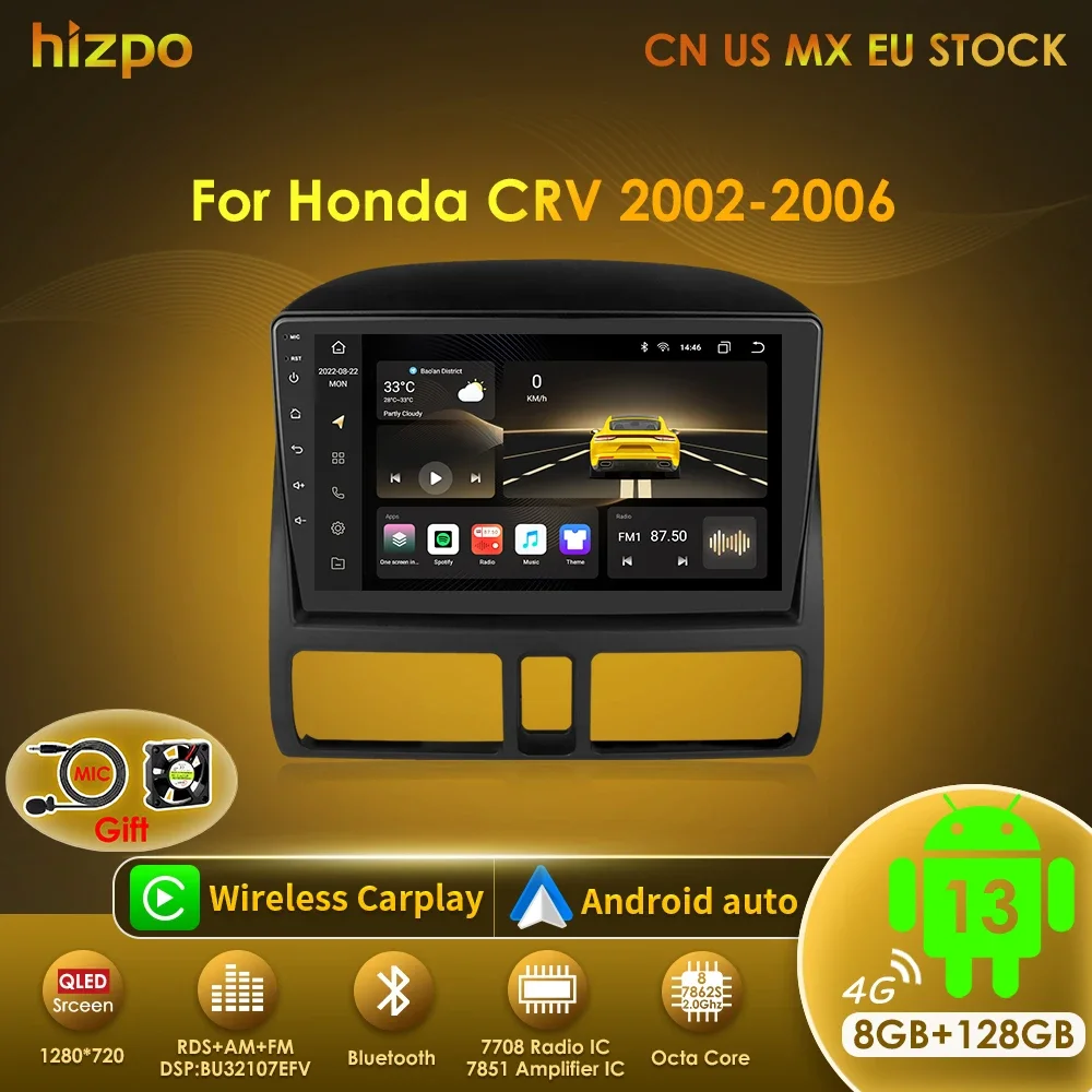 Hizpo 2din 안드로이드 자동 라디오 혼다 CR-V 2 CRV 2002-2006 차량용 멀티미디어 7862 비디오 플레이어 Carplay GPS 2 Din 스테레오 헤드 유닛