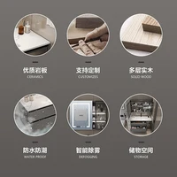 Marble Smart Bathroom Vanity Cabinet With Sink And Mirror Looking Combination One Hand Wash Basin Washbasin Toilet Round Mirror 3