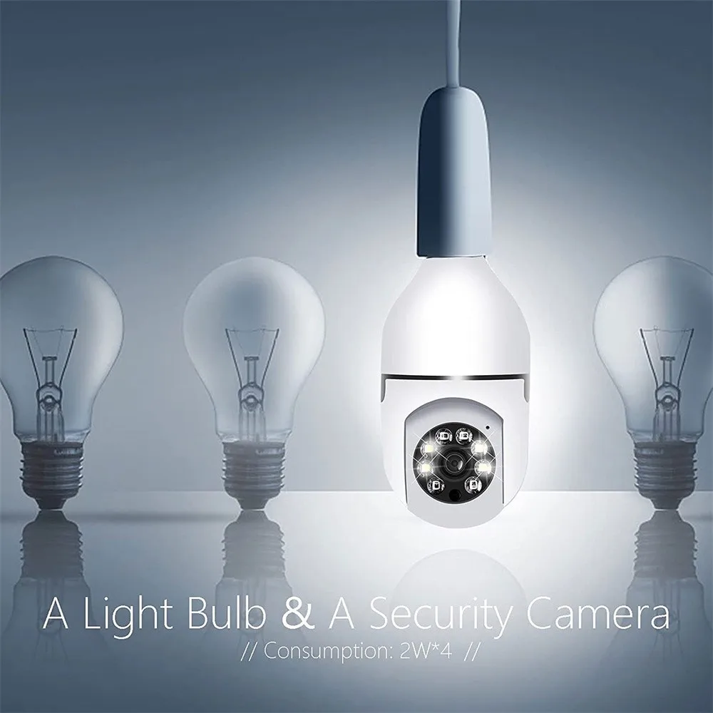 YIlot 2MP E27 Bulb Camera Wifi Surveillance Camera Night Vision Full Color Auto Rotating Wireless Surveillance Security Monitor 4