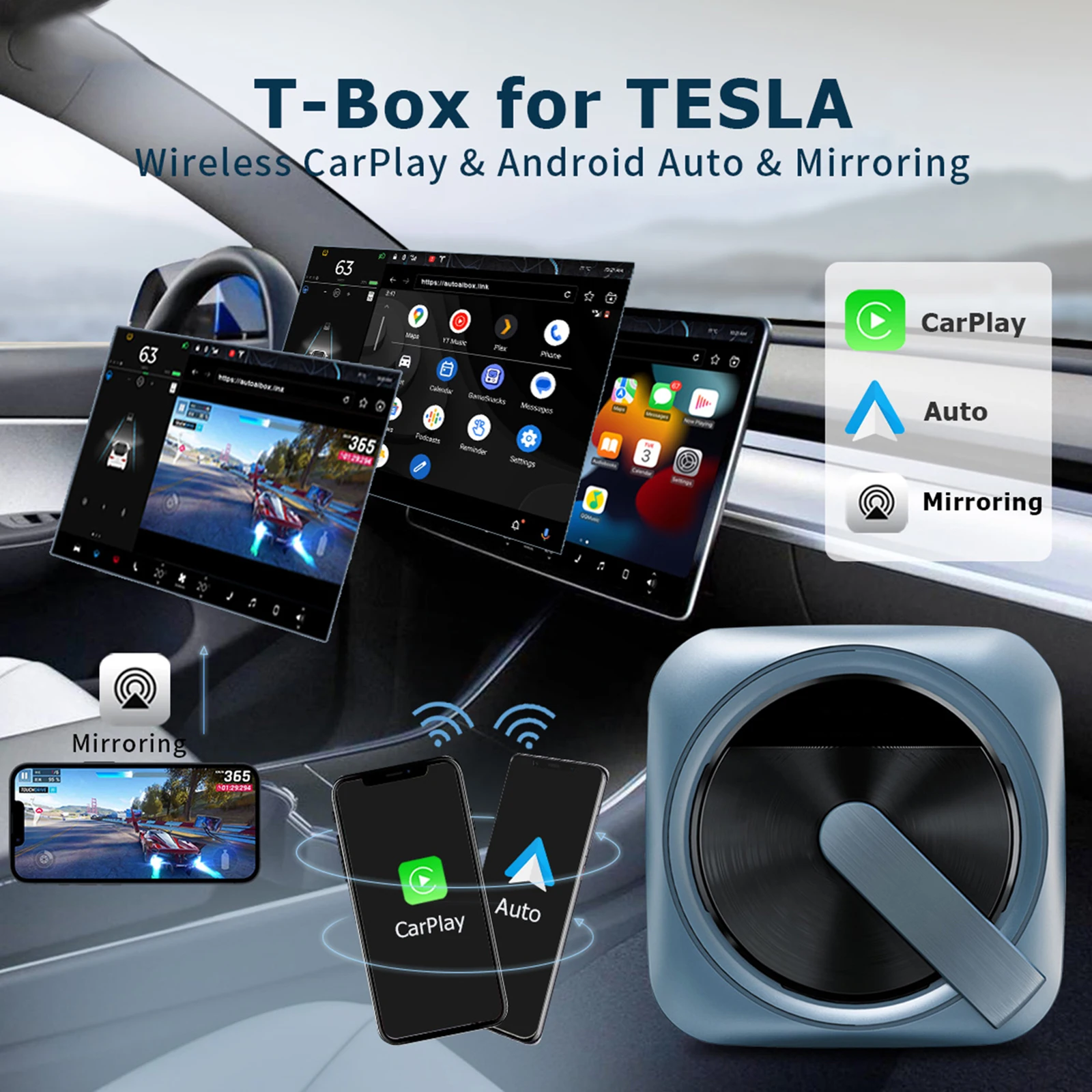 WirelessTBoxforTeslaModel3YSXAppleCarplayWifiBluetooth