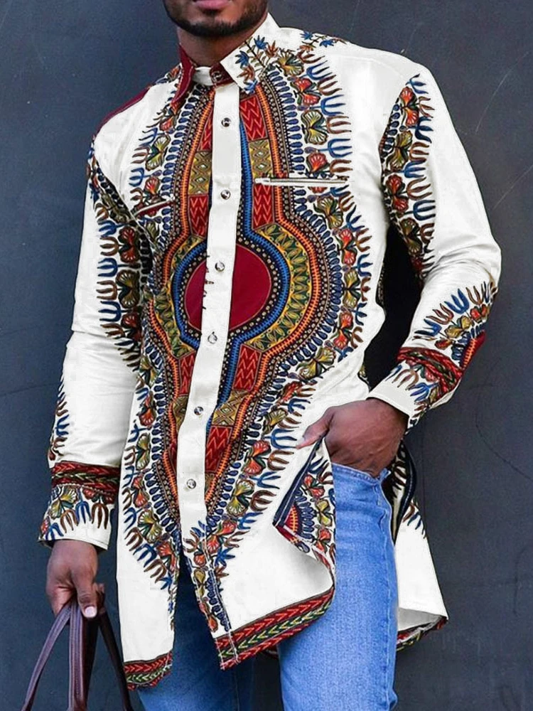 New Printed Shirt Muslim Fashion African Ethnic Style Casual Set Kaftan Muslim Fashion Islamic Clothing Robe Muslim Men Clothing