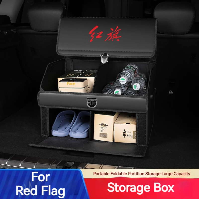 

For Red Flag H5 FAW Hong Qi HS5 HS7 H5 H7 H9 Car trunk leather storage box essential for travel waterproof durable