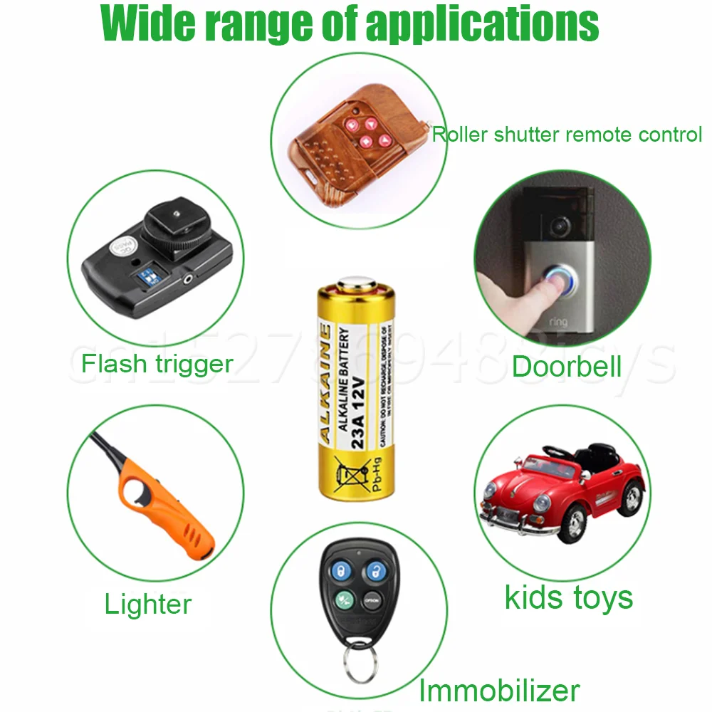 12V 23A Alkaline Battery 23GA 21/23 A23 A23S E23A EL12 MN21 MS21 V23GA L1028 RV08 GP23A For Doorbell Remote Toys Dry Cell 2PCS Alkaline Battery Disposable Battery