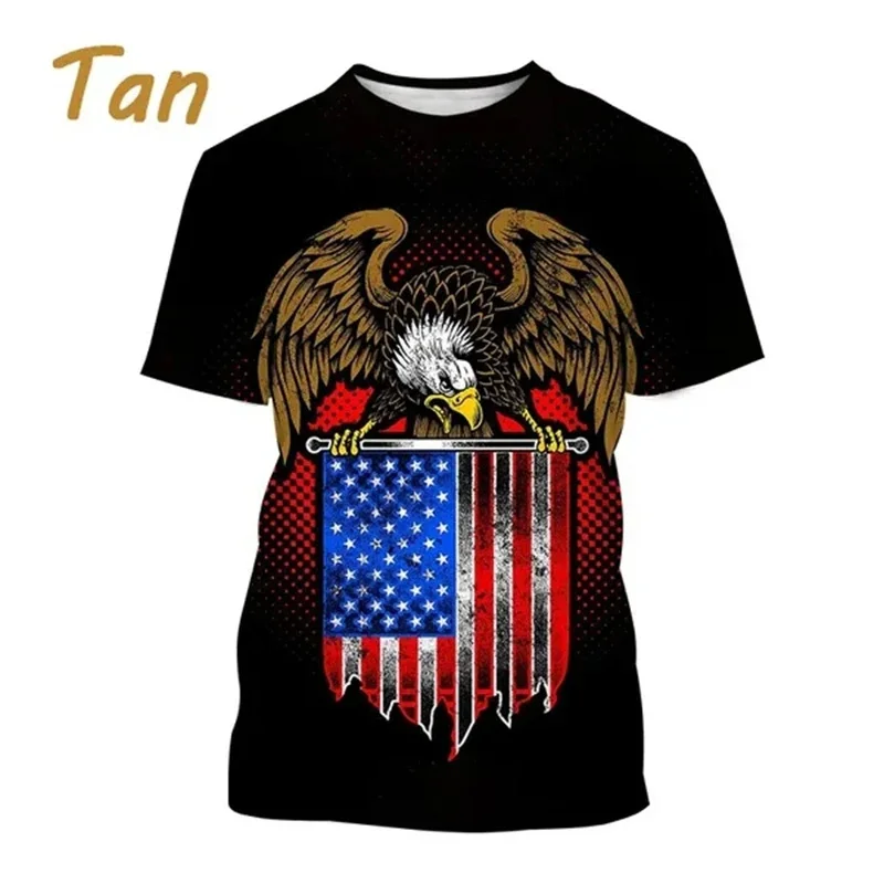 

New Summer 3D America Flag Emblem Printed T Shirt American Spiritual Totem Graphic T-shirts For Men Kid Fashion Vintage Clothing