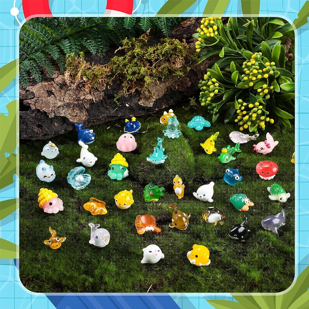 12/24/36Pcs Mixed malutki zwierzęta oceaniczne miniaturowy figurki z żywicy do rękodzieła DIY mikro element dekoracji krajobrazu bajkowe dekoracje ogrodowe