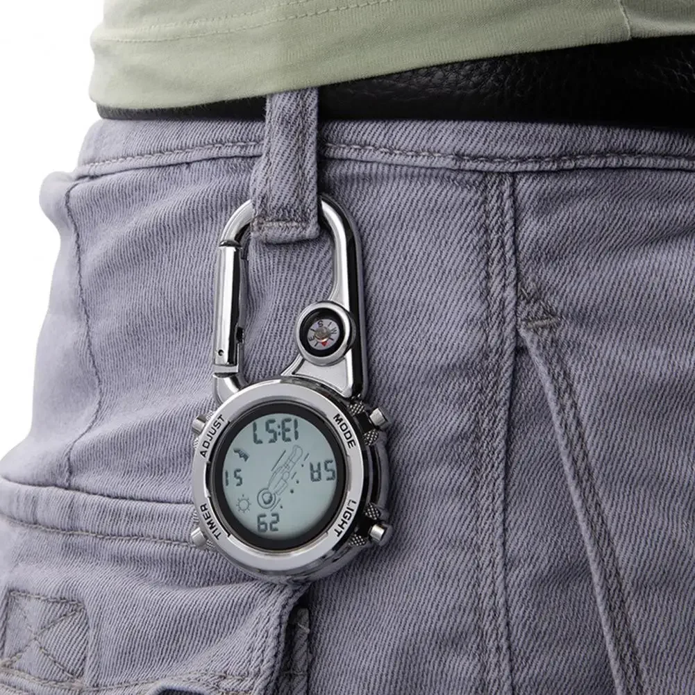 

Digital Carabiner Watch Anti-oxidation Shock Resistance Anti-scratch Backpack Belt Pocket Watch for Outdoor