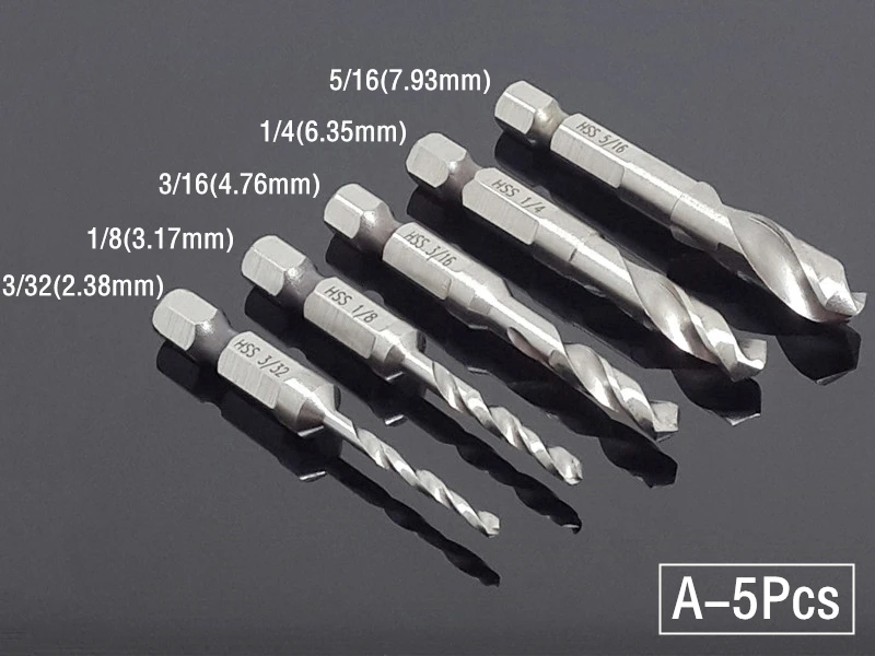 Lot 13 Forets Hélicoïdaux HSS – Queue Hexagonale 1/4 Pouce, 1.5mm à 6.5mm, Uxcell