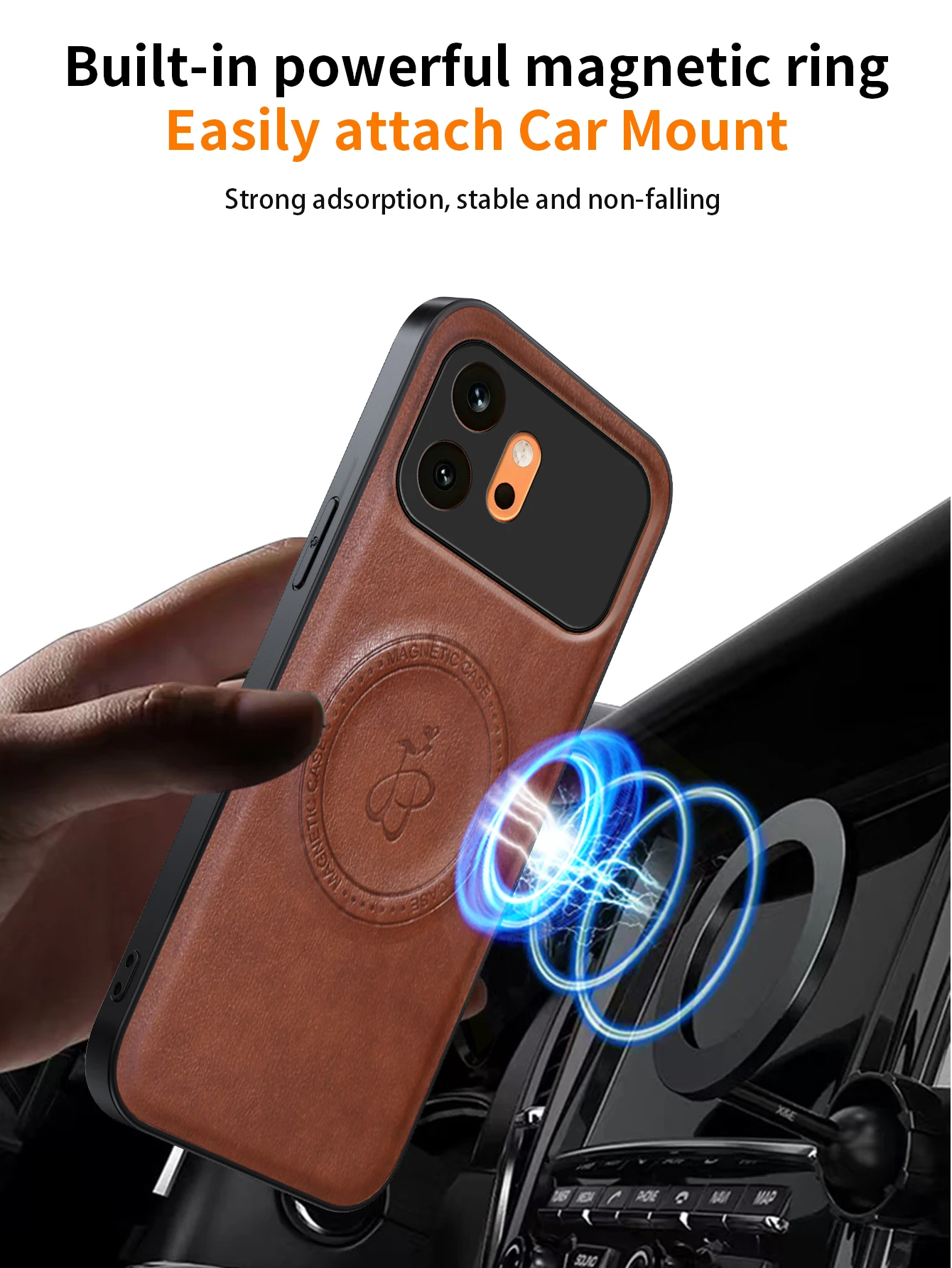 Leather Stand Case with Magnetic Holder and Camera Protector Shell