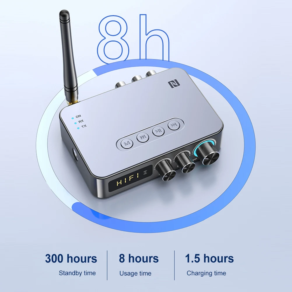 M9/M9Pro 오디오 송신기 리시버, 블루투스 5.1, 무선 음악 어댑터, U 디스크/TF 카드, FM 라디오 플레이어, DSP 컨버터, 1200mAh