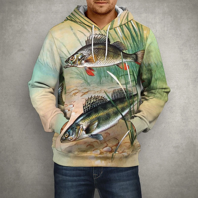 

New Fish 3D Printed Funny Pullover Men Women Spring Fashion Casual Long Sleeves Cool Boy Girl Kids Streetwear Top Unisex Clothes