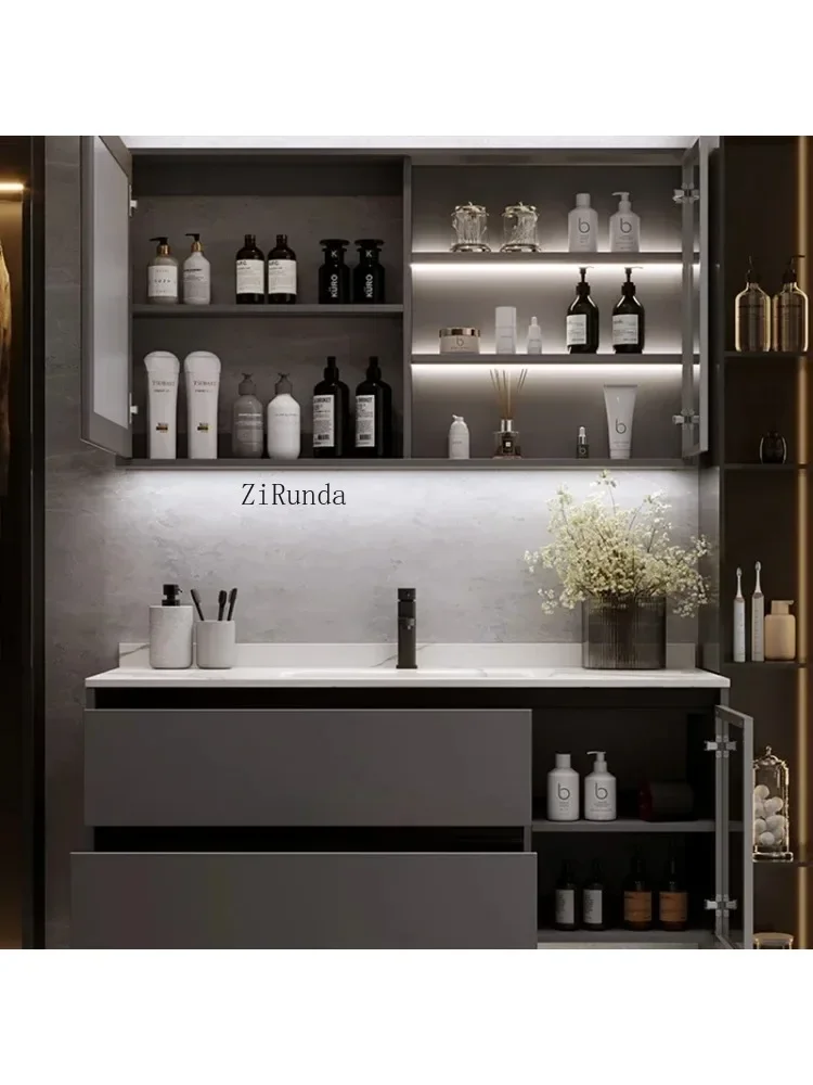 Style Luxury Rock Plate Bathroom Cabinets Wall-mounted Design Vanity Smart Mirror Cabinets Furniture Muebles Ba&ntilde;o FYBC