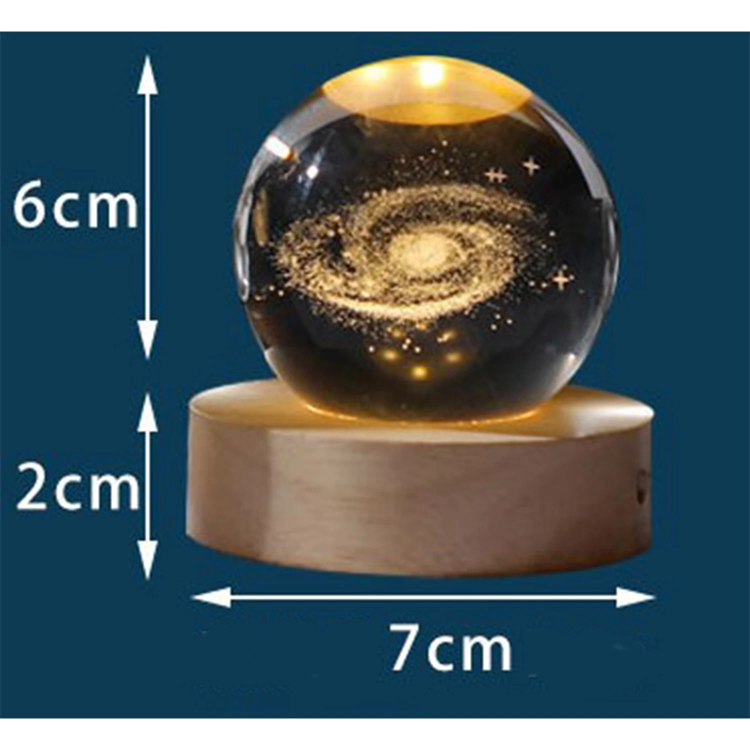 3D 6cm LED Night Light Galaxy Solar System Crystal Ball With 7cm Base Children Night Lamp Bedroom Ambient Light