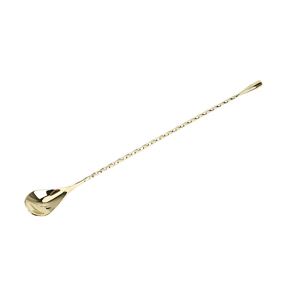 Premium Stainless Steel Spiral Pattern Cocktail Mixing Spoon - Teardrop Bar Stirrer Tool