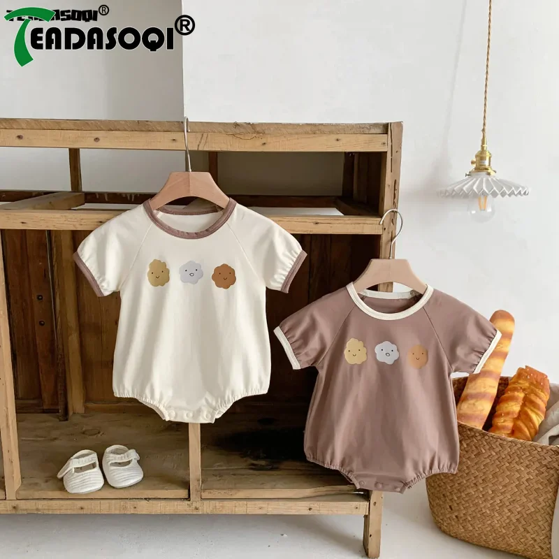 

0-24M Summer Kids Newborn Cotton Overalls Boys Clothing Bodysuits Infant Baby Girls Short Sleeve Cloud Print Outfits Jumpsuits