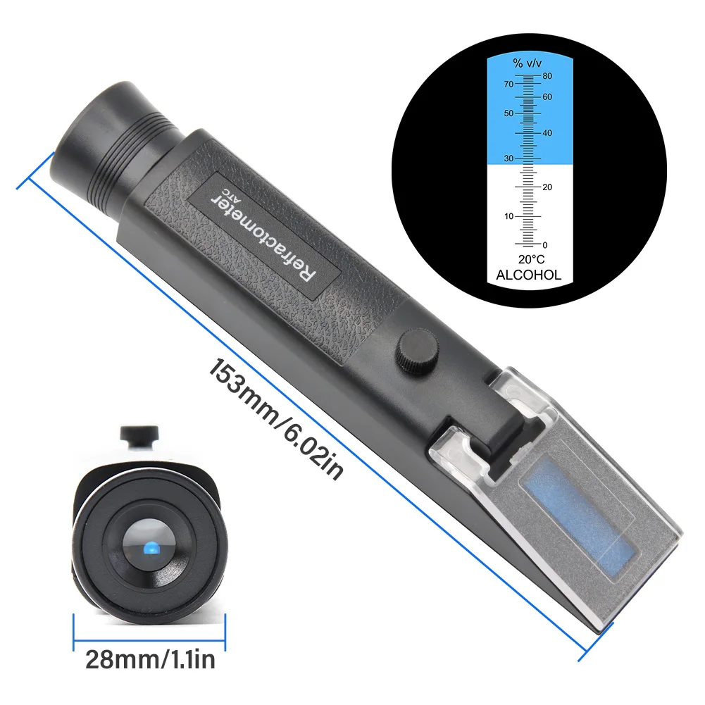 New Specialised 0-80% Alcohol Refractometer ATC Alcohol Content Tester Brew Mete