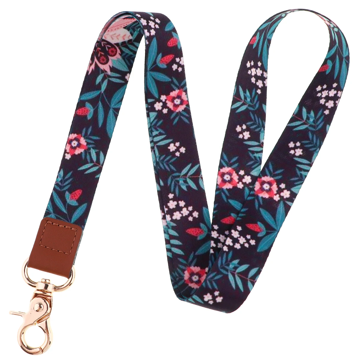 Floral Lanyard Keychain with Rose Design - Stylish Neck Strap for Keys, Phone, ID Badge, and Gifts