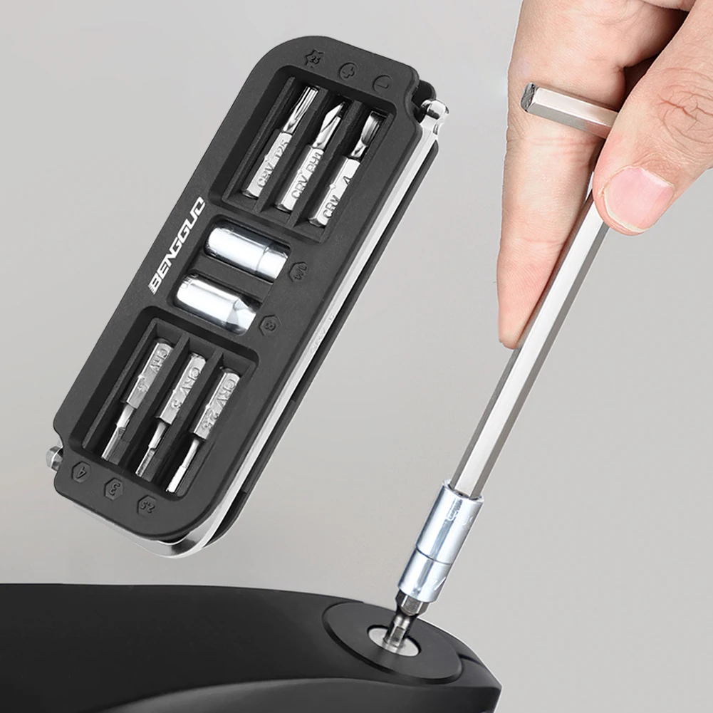 10-in-1 Bicycle Multi-Tool Steel Cycling Combination Maintenance Tools Hexagon Wrench Bit Socket Set Tool Bike Mechanic Tool Kit