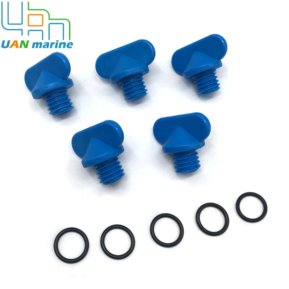 Exhaust Manifold Water Drain Blue Plug 5 Pcs 22-806608A02 For MerCruiser 22-806608A1 22-806608A02 8M2000874 outboard engine parts