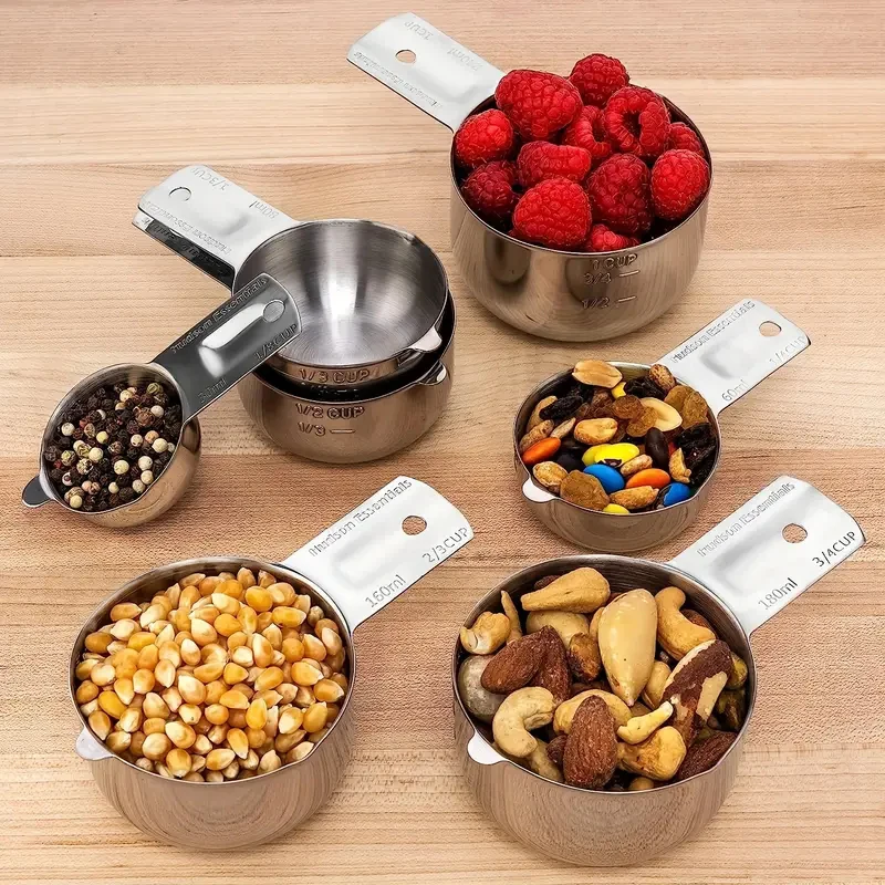 7Pcs/set Metal Stackable Kitchen Measuring Cup Sets For Dry And Liquid Ingredients