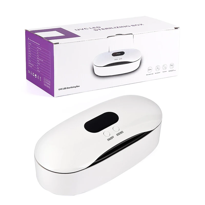 

1 PC UVC LED STERILIZING BOX Type-C 4000mAh Tweezers Cleaning Tools Disinfection Box No Radiation White Makeup Tools