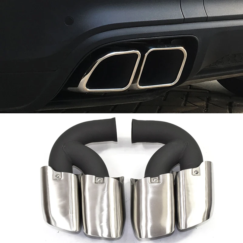 1 Pair Stainless Steel Exhaust Tip For Porsche Cayenne 20102014 Turbo