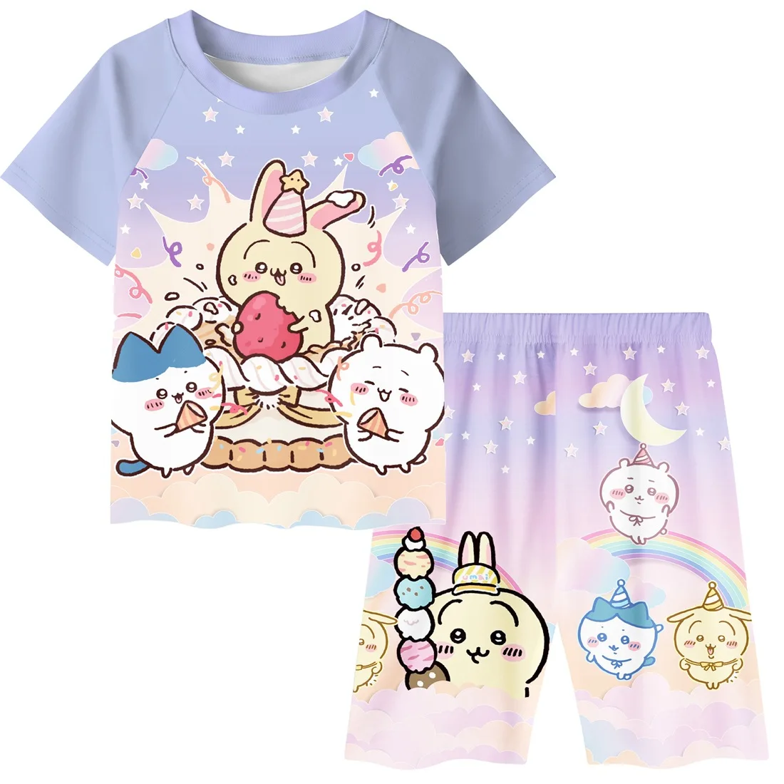 

Kawaii Chiikawa мультяшный комплект из двух частей анимация день роуминга шоу милая девочка Usagi Hachiware Детские комплекты одежда для маленьких девочек