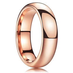 Elegant Rose Gold Titanium Steel Ring - Simple & Glossy Wedding Engagement Jewelry - 8 (6mm Rose Color)