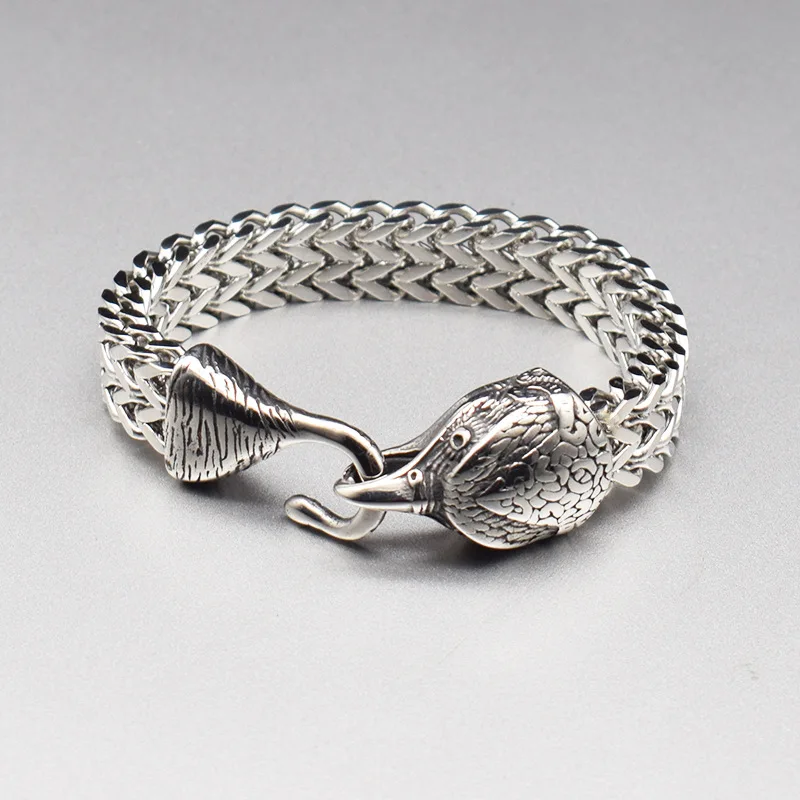 

New Viking Bracelet Personalized Retro Bird Head Shape Men's Double Row Bracelet