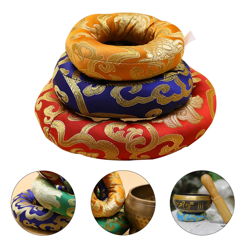 

3 Pcs Chakra Bowls Ring Cushion Coaster Decor Buddha Sound Bowl Bottom Mat Singing Cushion Decorate Tibetan Pad