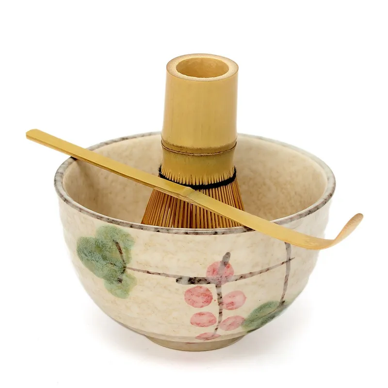 [GRANDNESS] Tea Ceremony Matcha Ceramic Tea Bowl Bamboo Scoop Matcha Whisk Japanese Teaware Tool 4 Style Bowl Set