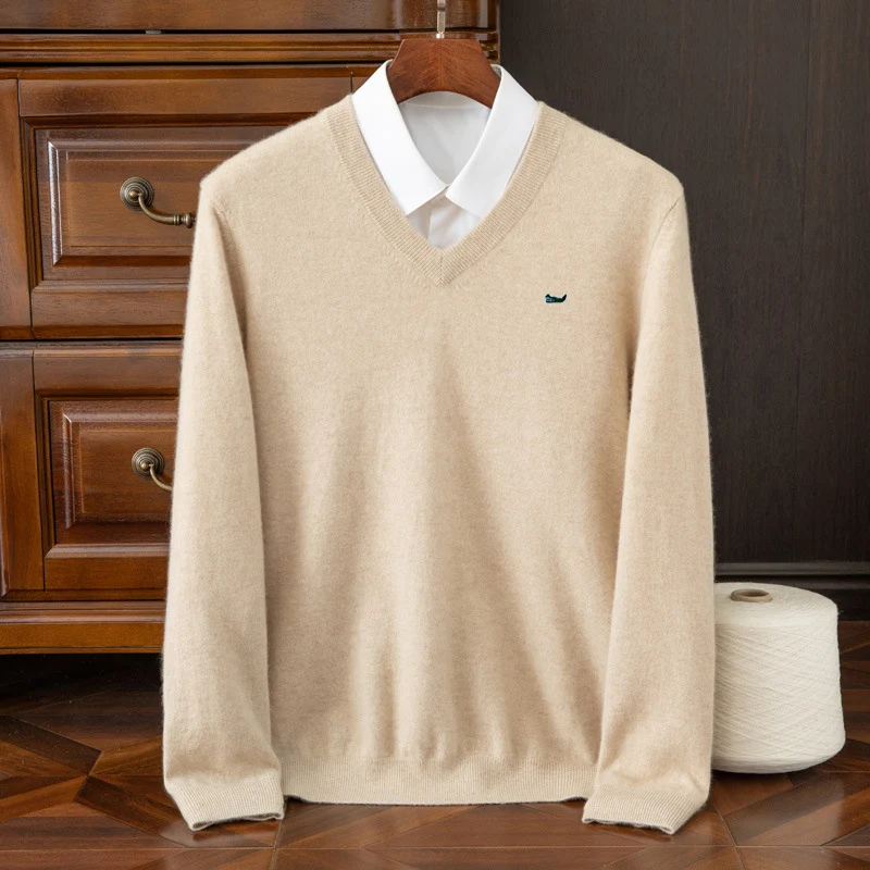 

Cashmere Sweater Men Autumn Soft Warm Jersey Jumper Pull Homme Pullover V-Neck Knitted Winter Woollen Sweater Plus Size 5XL