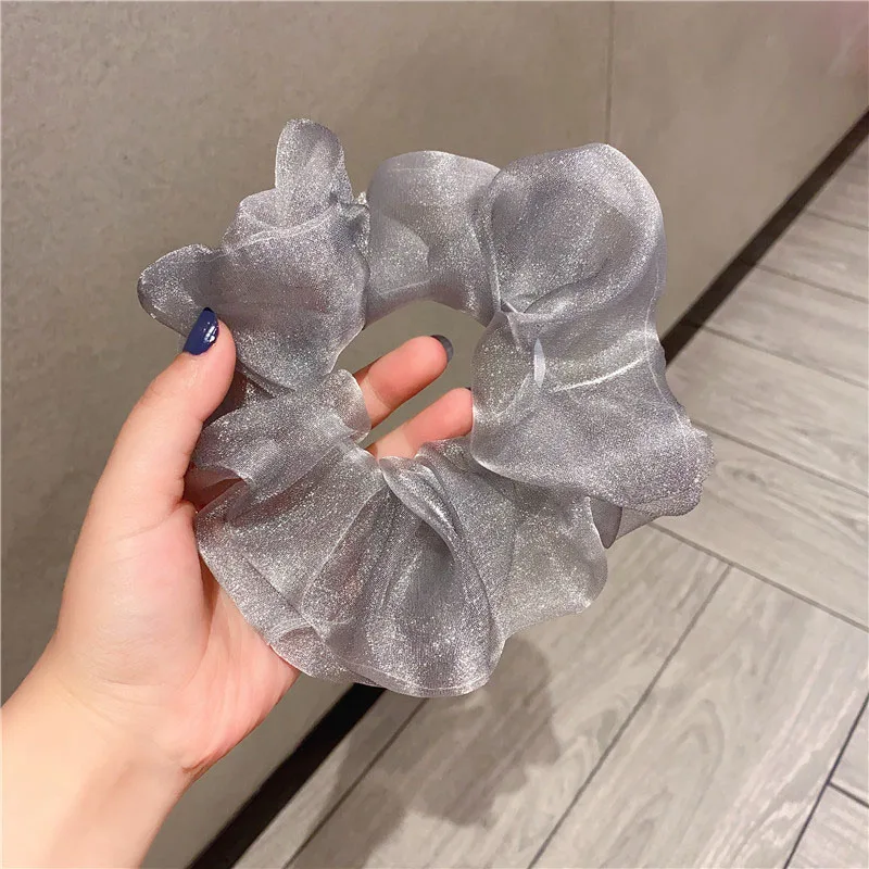 Summer Organza Silk Scrunchies Elastic Hair Bands for Women Fashion Hair Rope Ponytail Holder Ties Girl Hair Accessories