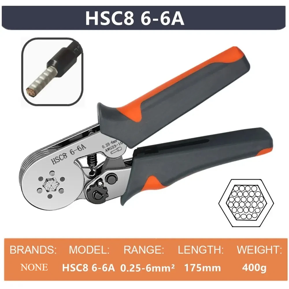 Crimping Tools Mini Electrical Pliers HSC8 64/66(0.2510mm&sup2;/0.256mm&sup2;) Wire Connection Ferrule Sleeves Terminal Repair Clamp