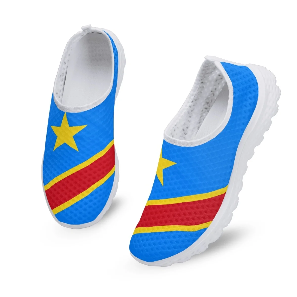 New Congo Country Flag Print Ladies Mesh Shoes Outdoor Travel Spring Summer Leisure Sneakers Wear-Resistant Comfort Woman Flats