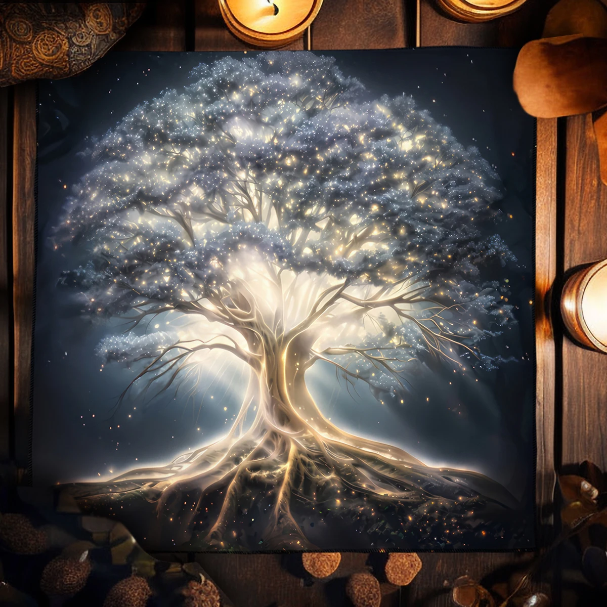Life Tree Tarot Cloth Altar Cloth Starry Colorful Tree of Life Tarot Tablecloth for Reading Witchcraft Astrology Oracle Card Mat 2