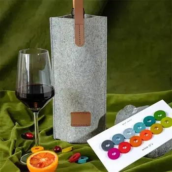 Borsa per vino isolata Portabottiglie singola in feltro Borsa termica per vino imbottita per gli amanti del vino Portabottiglie per vino regalo di nozze