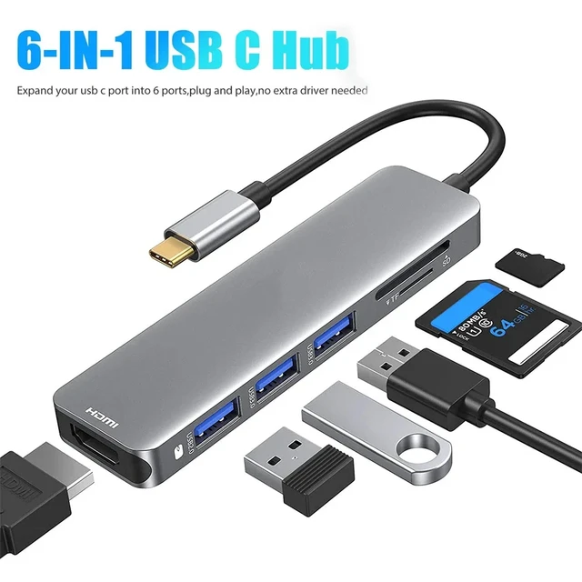 USB C Hub Adapter for MAC, 2020 Model, Multi-Port Dongle 4K HDMI, Ethernet,  USB-C Thunderbolt 3, SD/Micro Card Reader, USB 3.0 - Compatible with