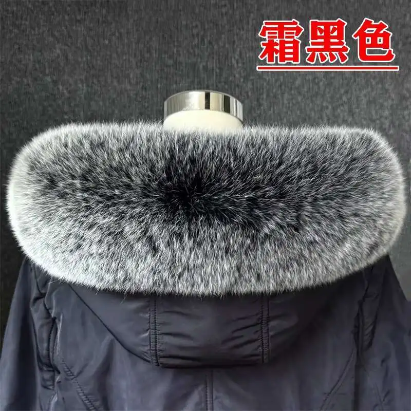 Real Fox Fur Collar Women Universal Hat Strip Down Jacket Fur Collar Winter Warm Fur Scarf Shawl Luxury Neck Warmer Fur Scarf